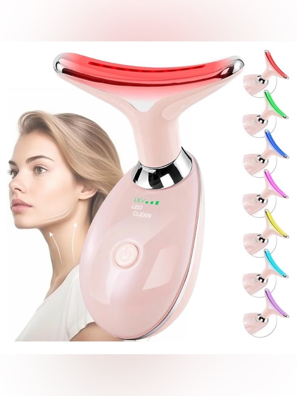 NWT Facial Massager LED Light Therapy Wand Face Neck Sculpting Anti-Aging Tool